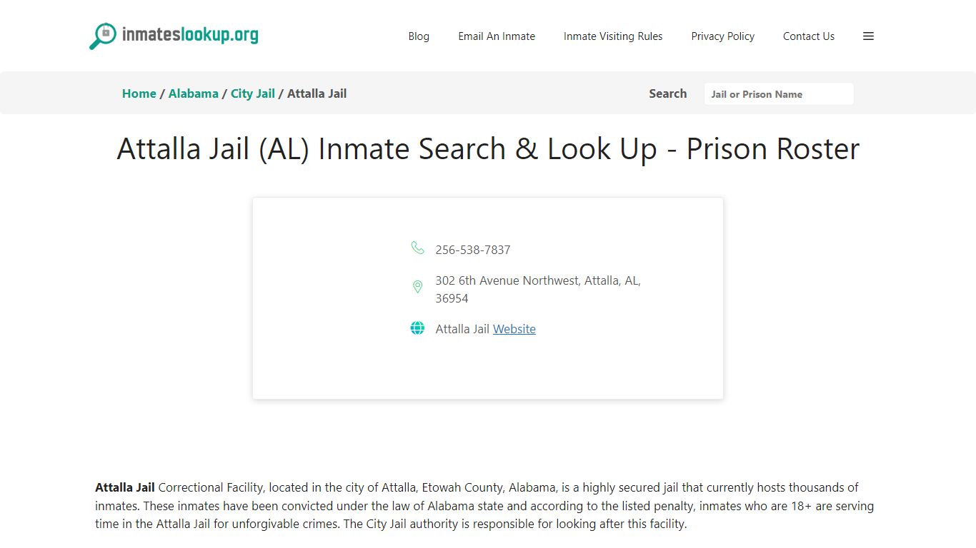 Attalla Jail (AL) Inmate Search & Look Up - Prison Roster